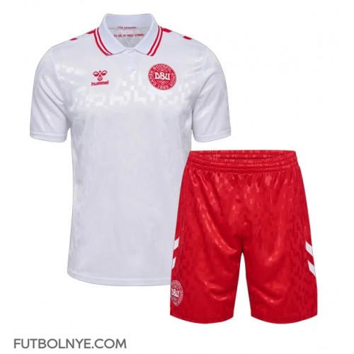 Camiseta Dinamarca Visitante Equipación para niños Eurocopa 2024 manga corta (+ pantalones cortos)